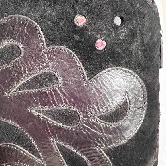 Steve Madden Rare Blk/Grey Cowboy Western High Heel Pointed Toe Leather Boot 8 - Picture 5 of 15